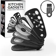 6 PCS Kitchen Gadgets Set,Space Saving Cooking Tools,Camper Gifts,Kitchen AccessoriesRV Gifts,Cheese Grater,Bottle Opener, Fruit/Vegetable Peeler, Pizza Cutter, Garlic/Ginger G rinder