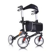 Altus Walker Deluxe Folding Outdoor Rollator with Seat Aluminium Black