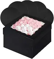 qiqee 12x12x8 Inch Cake Box, 5 Sets Black Cake Round Boards ＆ 5 Sets 12 Inch Black Cake Box with Window, Cake Containers(30.48x30.48x20.32cm)