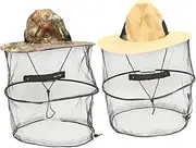 Kisangel 2sets Multi-Function Bug Net Hat Professional Head Net Portable Fishing Hat Essential Outdoor Accessory 2pcs*2