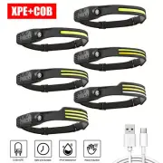 1000Lumens COB LED Motion Sensor Head Torch Headlight USB Rechargeable Headlamp