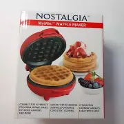 MyMini Waffle Maker 5" Nostalgia Red Breakfast Food Easy Bake Morning School