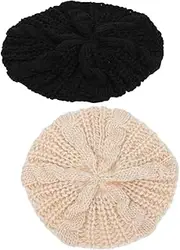 [WOFASHPURET] Fashionable Women's Knitted Beret Hat French Beret Warm Hat Decorative Beret