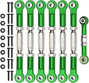 Adjustable Aluminum Turnbuckles Camber Link with Rod Ends Sets Upgrade Fits for Traxxas 1/10 RC Slash 4x4/2WD/Hoss 4X4 VXL/2WD/Rustler 4X4 VXL/2WD/Stampede 4X4 VXL /2WD (7Pcs Green)