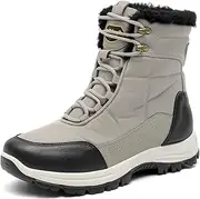 [Sowdus] Men's Winter Snow Boots, Black, Waterproof, Fleece Lined, Lace-Up, Classic, Comfort, Snow Boots