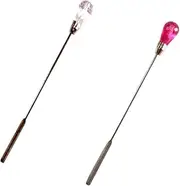 Beatifufu Gel Nail Tools 2 Pack Metal Stirring Rod Dotting Pen Nail Art Picker for Mixing Applying Polish