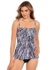 Miraclesuit 300799 Jubilee Layered-Look Tankini Top Swimwear Silver Grey Size 8