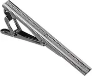 [uxcell] Tie Clip for Men, Rhinestones Necktie Bar Pinch Clips with Gift Box for Regular Ties Wedding Business Valentine's Day Father's Day Anniversary, Black Gray(White)