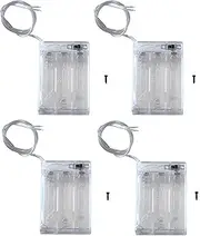 LAMPVPATH (Pack of 4) 3 AA Battery Holder with Switch, 4.5V Battery Holder with Switch, 3X 1.5V AA Battery Holder with Leads and Switch - Transparent