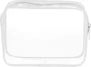 [HARFINGTON] Clear Toiletry Bag Quart Size TSA Approved PVC Makeup Cosmetic Bag for Women Travel Transparent Organizer Airport Airline Compliant, White, White
