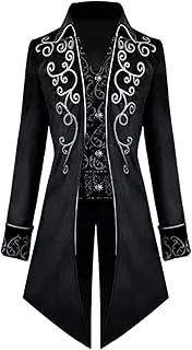 Mens Tailcoat - Embroidery Vintage Gothic Steampunk Tuxedo | Steampunk Vintage Tailcoat, Pirate Jacket, Renaissance Coat, Steampunk Jacket for Men Foccar