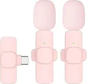 Clip On Microphone Wireless, Lightweight Small Microphone, Microphone Accessories, Lapel Tie Microphone, Wireless Lapel Microphones for Video, Online Teaching (Pink)