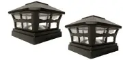 Solar Post Cap Light 2 Pcs 6x6 Solar Black Color Square Fence Post Cap Light