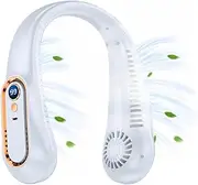 Portable Outdoor Small Fan,Leafless Hanging Neck Fan, 5 Speed USB Rechargeable Neck Fan, Wearable LED Screen Bladeless Fan Low Noise