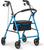 Medline Mobility Dependable Steel Rollator Walker Blue 300 lb. Weight Capacity