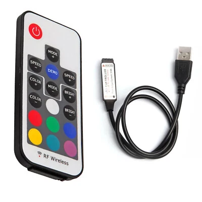 17-Key RF Wireless RGB LED Strip Controller with USB Connector DC 5V-24V