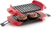 Lekue Microwave Grill, Sandwich Maker, Panini Press, 10 in x 5.7 in, Red