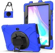 Blllue Case for Samsung Galaxy Tab Active Pro 10.1 Inch SM-T540/SM-T547, 360 Degree Swivel Kickstand Hand Shoulder Strap Shockproof Rugged Protective Case, Blue
