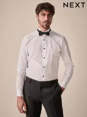 White/Black Skinny Fit Single Cuff Shirt And Bow Tie Pack (Q73600) | $66