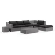 Milano Outdoor Chaise Lounge with built in Corner Table - Package K Brushed Grey - Denim Grey