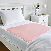 Washable Incontinence Bed Pad Reuseable Protection Sheet with Tucks 90cm x 75cm Waterproof Backing 2 Litre Capacity Pink