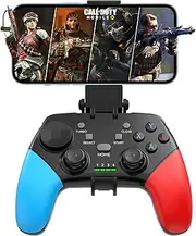 Megadream Wireless Mobile Gaming Controller Gamepad for iPhone/Android/iPad/PC/Switch/PS4/PC Joystick with Phone Holder, Supported Cloud Game, Streaming on PS5/Xbox, Turbo, COD (Blau+Rot)