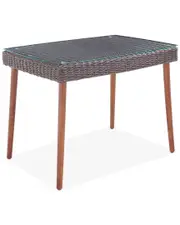 Alaterre Athens All-Weather Wicker Outdoor 26in Cocktail Table with Glass Top