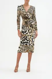 V-NECK MIDI CROSS FRONT DRESS ROLE CALL