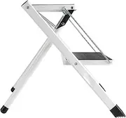 Folding Ladder with Tool Tray - Anti Slip Little 2 Tread Safety Step - Easy to Open and Close - Space Saving Design - Rubber Coated Steps - for Home, Office, and Attic - White