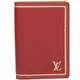【9.99成新】Louis Vuitton LV 經典LOGO烙印山羊皮壓紋名片夾.紅現金價$9,800