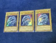 3 Blue-Eyes White Dragon NM Starter Deck Kaiba Sdk Playset Yugioh Matching Print