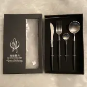 Matte Black Cutlery Set Black Handle Box Silverware Set Dinnerware