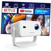 [Netflix Licensed] 4K Projector with Wifi and Bluetooth, Smart 1080P White