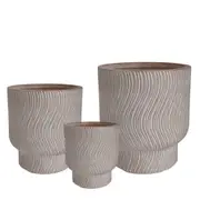 3pc Belle Aspen MGO Flower Pot/Planter Indoor Home Decoration White Wash