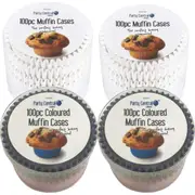 Ozoffer 200pcs Muffin cases medium white & 200pcs coloured Tulip Liners Paper