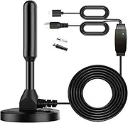 TV Antenna Small Indoor Antennas with Magnetic Base and 360° Reception Support Smart 4K 1080P Fire TV and All Older TV's HDTV Television for Free Local Channels -16.5ft Coax Cable