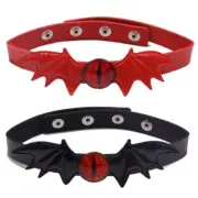 Halloween Devil Bat Wing Choker Necklace, Leather Bat Choker, Leather Collar