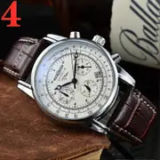 2023 New Zeppelin Watch Top Waterproof Genuine Leather Business Casual Quartz Watch Men's Three Eyes Multifunctional Chronograph 4