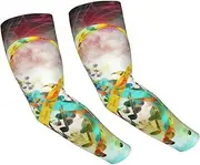 [FHEDVBN] Abstract Music Symbol Arm Sleeves Compression Arm Covers for Men Women Outdoor Sun Sleeves Cooling Sports Sleeve, Black