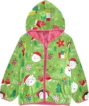 [GuoChe] Sherpa Fleece Girls Cute Christmas Icon Green Happy Holiday Cartoon Toddler Girl Fleece Jacket pink Toddler Boy Zip Up