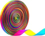 Teemico 50 Yards Satin Ribbon Gradient Rainbow Printed Double Side Satin Polyester Ribbon for DIY Handmade (9mm Wide)