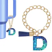Letter Charm for Stanley Tumbler Cup Initial D Charm Accessories Keychain Blue