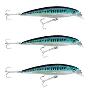 3x Rapala 14cm Saltwater X Rap Jerkbait Fishing Lures - Silver Blue Mackerel