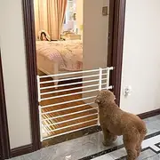 Pet Dog Safety Gate 35CM Height with Retractable Door,Cat Dog Fence Enclosure Guard Stair Security Barrier Portable Puppy Low Containment System Metal