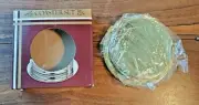 Vintage Set of 4 Decorative Brass Coasters with Holder (NEW)