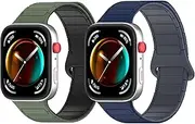 [2-Pack]Compatible with Huawei watch fit 3 band, Two Colors Magnet Adsorption Soft Silicone Strap, Smart Watch Replacement Wristband Sport Bracelet for Fit 3 Watch