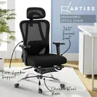 Artiss Ergonomic Mesh Office Chair Black High Back Recliner w/ Footrest Headrest