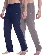 [Clothin] Men’s Cotton Yoga Sweatpants Lounge Pants Open Bottom Athletic Casual Pants with Pockets