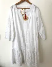 SUNDANCE CATALOG Georgiana White Eyelet Dress EXTRA LARGE Orig $149