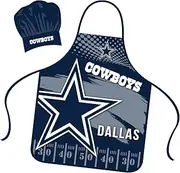 Mojo Licensing Dallas Cowboys Apron Chef Hat Set Full Color Universal Size Tie Back Grilling Tailgate BBQ Cooking Host, Team Color, One size